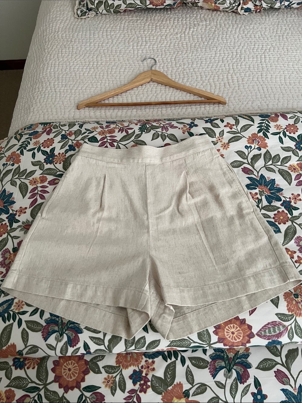 Madewell Cream High-Rise Linen Bermuda Shorts